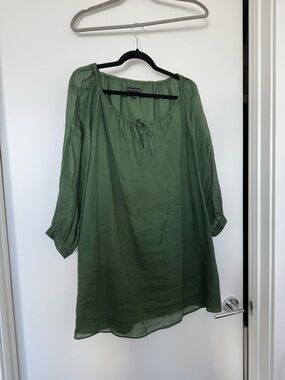Banana Republic Olive Green Dress with Elastic Neckline